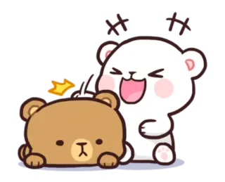 😂 urso, desenho animado, fofo, adesivo, Milk and Mocha, kawaii telegram sticker