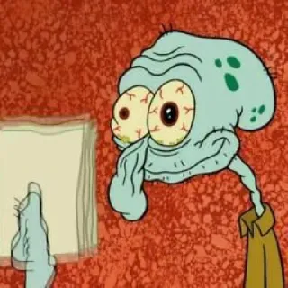 🥴 Squidward Spongebob Squarepants Мультфильм, Кальмар, Средний палец, Nickelodeon telegram sticker