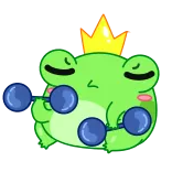 🏋‍♂ лягушка, корона, гири, упражнение, мультфильм, животное telegram sticker