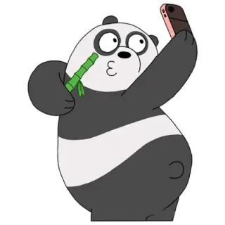 😉 Panda We Bare Bears cartoon, bear, panda, selfie, we bare bears telegram sticker