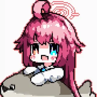😋 Anime, Słodki, Postać, Różowe włosy, Pixel art, Foka telegram sticker