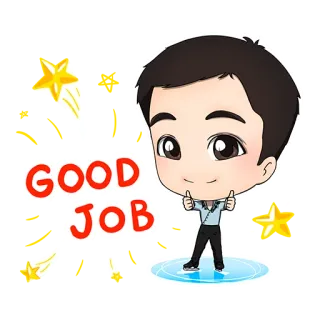 👍 GOOD JOB kerja bagus, jempol, sukses, pencapaian, kartun, stiker whatsapp sticker