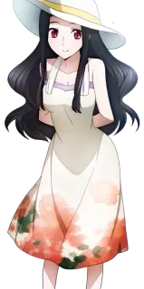 😏 Anime, Mulher, Vestido, Chapéu, Moda telegram sticker