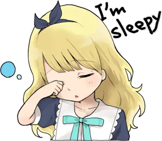 😪 I'm sleepy śpiąca, dziewczyna, słodka, anime, kreskówka, blondynka whatsapp sticker