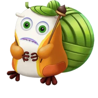 🙁 kartun, karakter, unik, hijau, oranye, imut whatsapp sticker