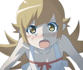 😳 Shinobu Oshino Monogatari Anime, Vampiro, Kawaii, Enojado, Impactado, Lindo, Rubio telegram sticker