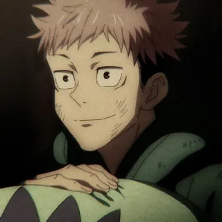 ✨ Yuji Itadori Jujutsu Kaisen anime, Jujutsu Kaisen, Yuji Itadori, sonriendo, personaje telegram sticker