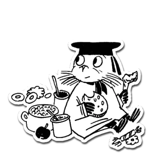 🍗 gato, comida, comiendo, dibujos animados telegram sticker