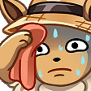 😓 sudando, agotado, abrumado, toalla, personaje de dibujos animados telegram sticker