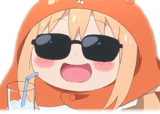 😉 Umaru Doma Himouto! Umaru-chan Anime, Umaru, Himouto, Lindo, Gafas, Bebida telegram sticker