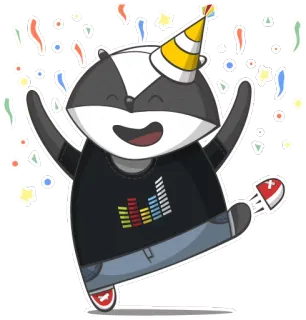 🎉 tasso, cartone animato, festa, celebrazione, animale, carino, adesivo whatsapp sticker