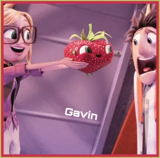 🌸 Gavin Kreskówka, Truskawka, Owoc, Animowany, Postać, Jedzenie whatsapp sticker