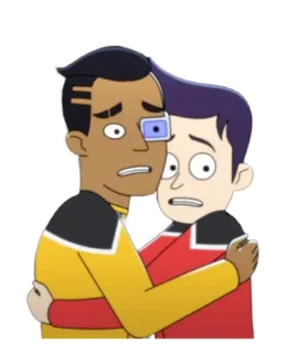 😨 Star Trek: Lower Decks star trek, lower decks, desenho animado, personagens, abraçando telegram sticker