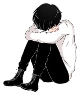 😕 anime, smutny, chłopak, depresja, samotny, emo, emocjonalny whatsapp sticker