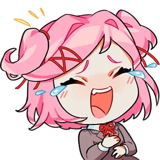 😂 Natsuki Doki Doki Literature Club! 애니메이션, 만화, 두근두근 문예부, 나츠키, 귀여운, 행복한, 카와이 telegram sticker