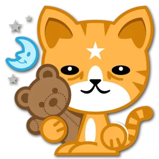 🌙 Katze, Teddybär, Mond, Sterne, süß, kawaii whatsapp sticker