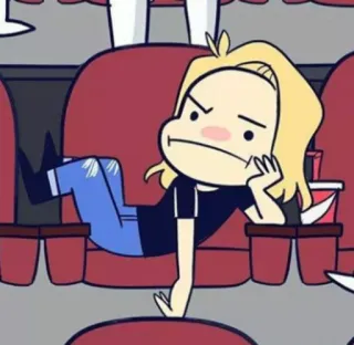 😪 cartoon, person, movie, theater, bored, blonde telegram sticker