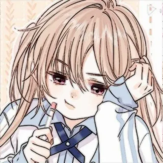 🍓 애니메이션, 소녀, 만화, 귀여운, 립스틱, 슬픈, 피곤한 telegram sticker