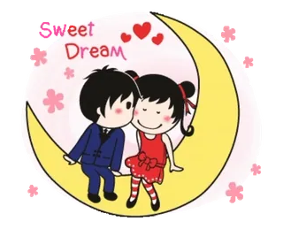 💤 Sweet Dream amor, lindo, luna, pareja, romance, sueño telegram sticker