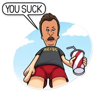 😒 YOU SUCK Оскорбление, Мультфильм, Сарказм, Бивис, Ты отстой telegram sticker
