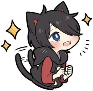 😃 cat, anime, kawaii, sparkle, cute, chibi, sticker telegram sticker