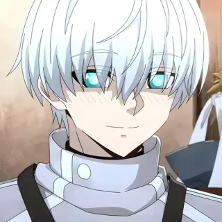 ☺️ Anime, Niedlich, Junge, Weißes Haar, Charakter, Digitale Kunst, Illustration telegram sticker