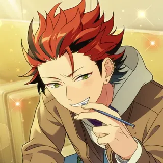 😏 Anime, Masculino, Personagem, Cabelo Vermelho, Desenho animado whatsapp sticker