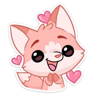 🤍 rubah, imut, stiker, binatang, hati, kartun, kawaii whatsapp sticker