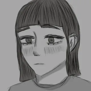 😳 triste, ragazza, schizzo, ritratto, emo, disegno telegram sticker