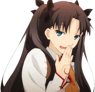 😂 Rin Tohsaka Fate/stay night アニメ, キャラクター, 女の子, ドヤ顔, 遠坂凛, Fate, マンガ telegram sticker
