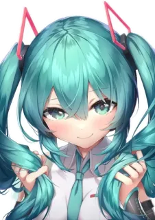 😊 Hatsune Miku Anime, Chica, Lindo, Vocaloid, Hatsune Miku, Dibujos animados, Arte digital telegram sticker