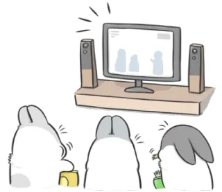 📺 regarder la télé, dessin animé, animation, lapins, divertissement telegram sticker