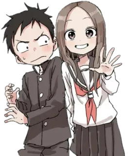 ❤️ Anime, Uniforme escolar, Casal, Desenho animado telegram sticker