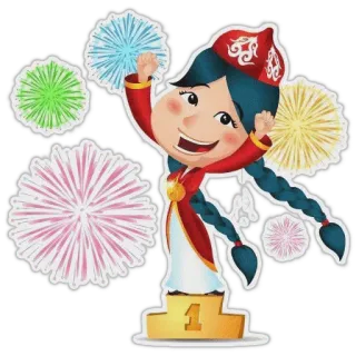 🥇 축하, 승자, 성공, 불꽃놀이, 메달 whatsapp sticker