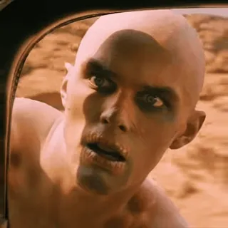 😨 Nux Mad Max: Fury Road Mad Max, Nux, movie, character, bald, warrior, post-apocalyptic whatsapp sticker