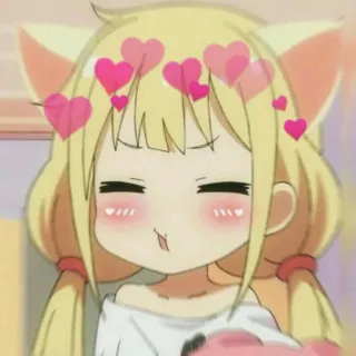 😝 ragazza anime, kawaii, orecchie da gatto, cuori, carino, chibi telegram sticker