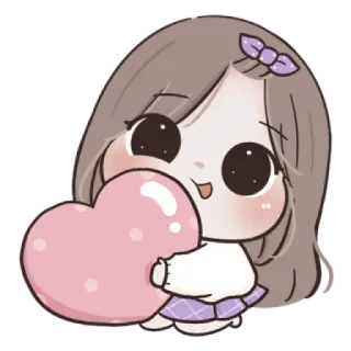 🌙 Cartoon, Anime, Hart, Leuk, Kawaii, Meisje, Sticker whatsapp sticker