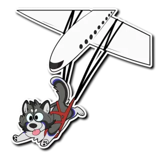 🛩 anjing, pesawat, kartun, penerbangan, hewan, terbang whatsapp sticker