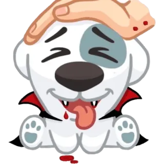 😝 Hund, Vampir, süß, Halloween, Cartoon, Tier, Haustier, Blut telegram sticker