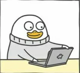 🐥 bebek, laptop, kartun, hewan, burung, teknologi whatsapp sticker