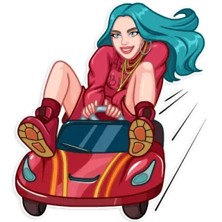 🚘 Kreskówka, Samochód, Osoba, Kobieta, Naklejka telegram sticker