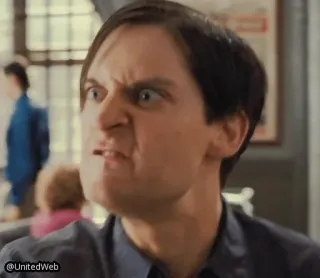 😡 Peter Parker Spider-Man angry, meme, tobey maguire, spider-man, funny, face telegram sticker
