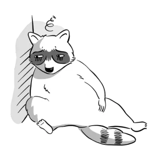 😵 Waschbär, Tier, Cartoon, Entspannt, Faul, Niedlich, Säugetier telegram sticker