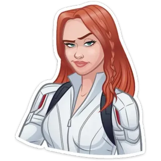 ☺️ Black Widow Black Widow, Marvel, superhéroe, dibujos animados, mujer, pelo rojo telegram sticker