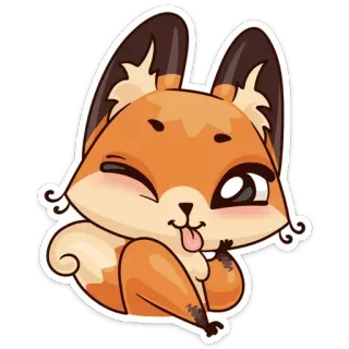 😋 fox, animal, cute, cartoon, sticker, tongue, wink telegram sticker