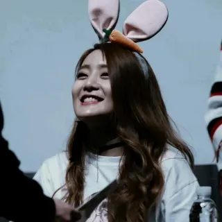 ⛲️ woman, bunny ears, carrot, headband, smile, korean, asian telegram sticker