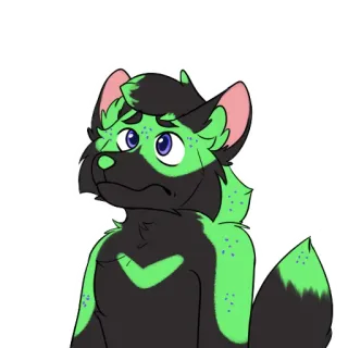 ☹ furry, canine, wolf, green, anthro, cartoon telegram sticker