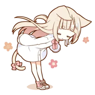 🙏 cat girl, anime, kawaii, cute, chibi, japanese style telegram sticker