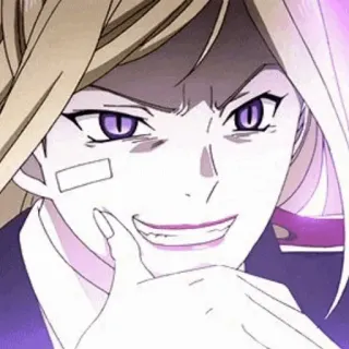 💈 Anime, Karakter, Grijns, Ondeugend, Uitdrukking whatsapp sticker