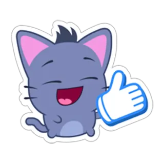 👍 Katze, Daumen hoch, süß, Aufkleber, glücklich, positiv whatsapp sticker